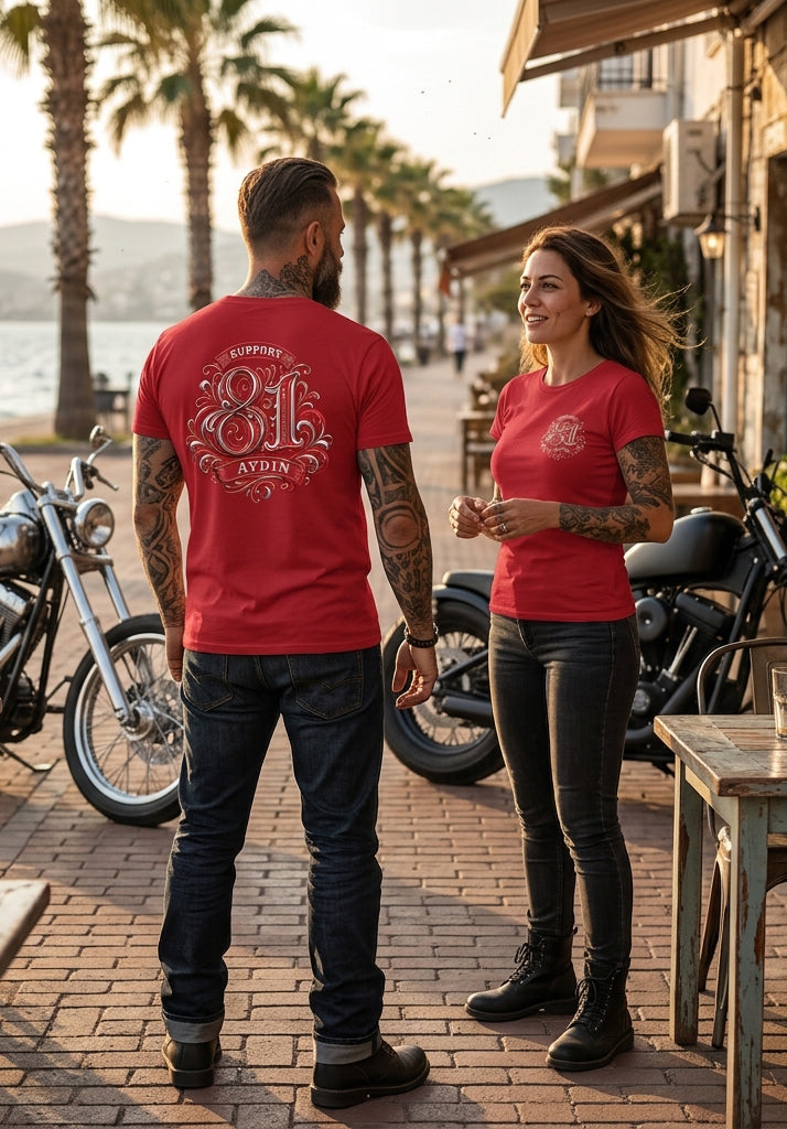 Retro Monogram Aydın Basic T-Shirt Kırmızı - lifestyle 1