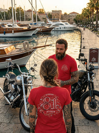 Retro Monogram Aydın Basic T-Shirt Kırmızı - lifestyle 2