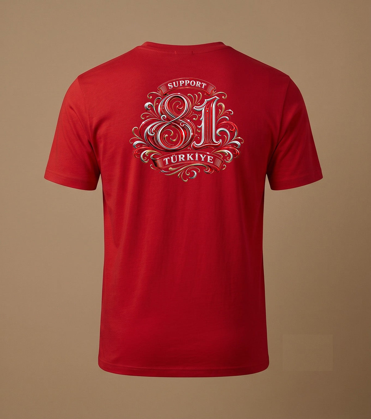Retro Monogram Türkiye Basic T-Shirt Kırmızı - arka