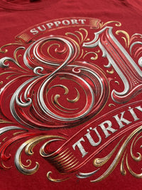 Retro Monogram Türkiye Basic T-Shirt Kırmızı - detay