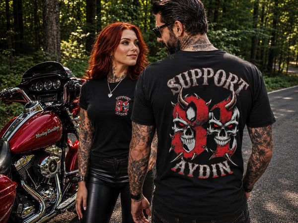 Infernal Twin Skulls Siyah Basic T-Shirt