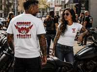 Red & White Full Back Basic T-Shirt — arka baskı detay