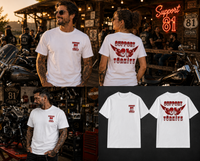 Red & White Full Back Basic T-Shirt — ön ve arka baskı