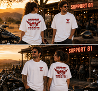 Red & White Full Back Oversize T-Shirt — Beyaz