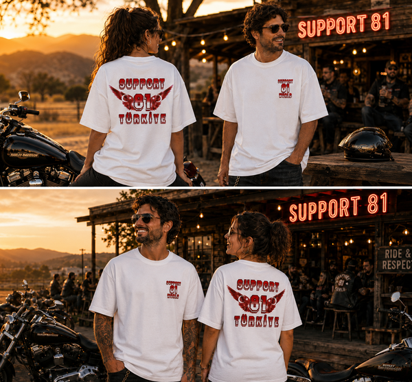 Red & White Full Back Oversize T-Shirt — Beyaz