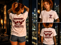 Red & White Full Back Oversize T-Shirt — arka baskı detay