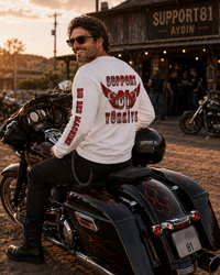 Red & White Full Back Sweatshirt — kol baskısı detay