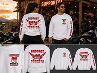 Red & White Full Back Sweatshirt — ön ve arka baskı