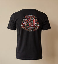 Retro Monogram Aydın Basic T-Shirt Siyah - arka