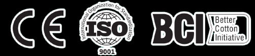 CE · ISO 9001 · Better Cotton Initiative